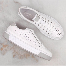 Deportivas mujer cómodas piel calada blanco Rieker L8849-80 12