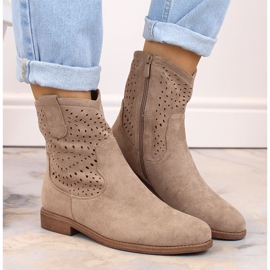 Botines de mujer calados en ante beige S.Barski HY66-135 6