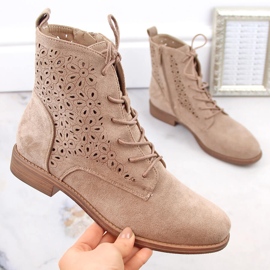Botas mujer ante caladas beige S.Barski HY66-136 1