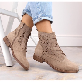 Botas mujer ante caladas beige S.Barski HY66-136 6