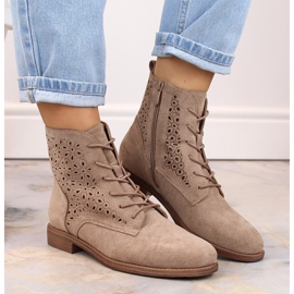 Botas mujer ante caladas beige S.Barski HY66-136 5