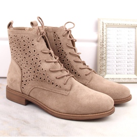 Botas mujer ante caladas beige S.Barski HY66-136 2
