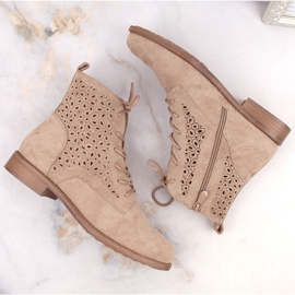 Botas mujer ante caladas beige S.Barski HY66-136 3