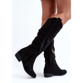 Zazoo 3427 Botas Cowboy Mujer Ante Negro 9