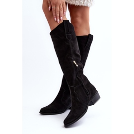 Zazoo 3427 Botas Cowboy Mujer Ante Negro 10