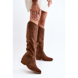 Zazoo 3427 Botas Cowboy Mujer Ante, Marrón 8