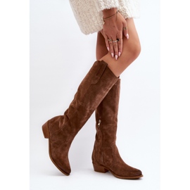 Zazoo 3427 Botas Cowboy Mujer Ante, Marrón 7