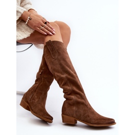 Zazoo 3427 Botas Cowboy Mujer Ante, Marrón 12