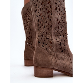 Zazoo 3403 Botas Caladas De Tacón Bajo Para Mujer, Beige Oscuro 3