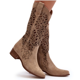 Zazoo 3403 Botas Caladas De Mujer Con Tacón Bajo Beige Claro 12