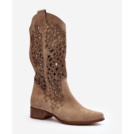 Zazoo 3403 Botas Caladas De Mujer Con Tacón Bajo Beige Claro 4