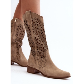 Zazoo 3403 Botas Caladas De Mujer Con Tacón Bajo Beige Claro 9