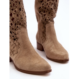 Zazoo 3403 Botas Caladas De Mujer Con Tacón Bajo Beige Claro 2