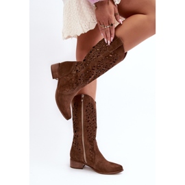 Zazoo 3403 Botas de Mujer Caladas Marrón con Tacón Bajo 7