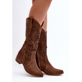 Zazoo 3403 Botas de Mujer Caladas Marrón con Tacón Bajo 4