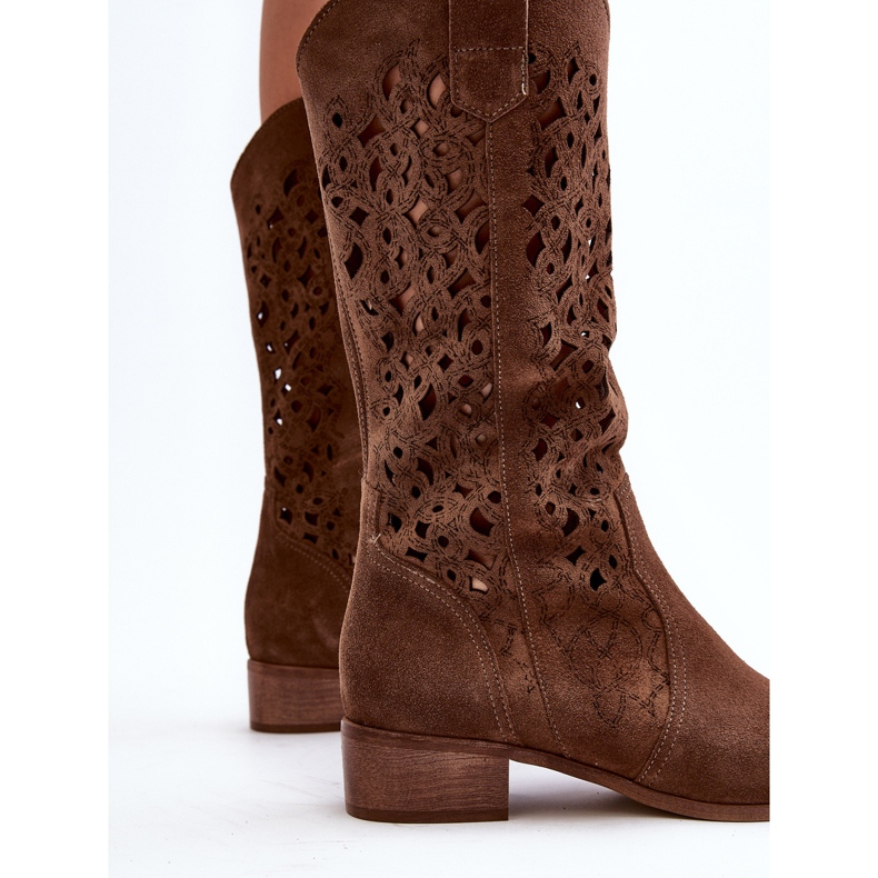 Zazoo 3403 Botas de Mujer Caladas Marrón con Tacón Bajo 2