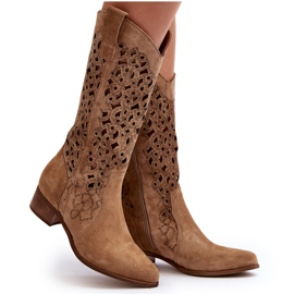 Zazoo 3403 Botas Caladas De Tacón Bajo Para Mujer, Beige 10