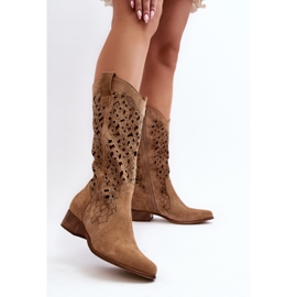 Zazoo 3403 Botas Caladas De Tacón Bajo Para Mujer, Beige 4