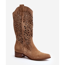 Zazoo 3403 Botas Caladas De Tacón Bajo Para Mujer, Beige 2