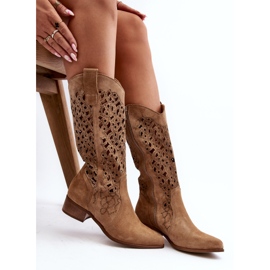 Zazoo 3403 Botas Caladas De Tacón Bajo Para Mujer, Beige 8