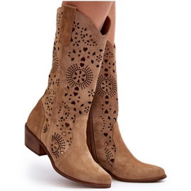 Zazoo 3396 Botas Media Pierna Caladas Ante Beige 7