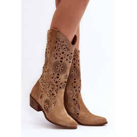 Zazoo 3396 Botas Media Pierna Caladas Ante Beige 2