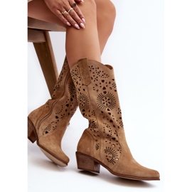 Zazoo 3396 Botas Media Pierna Caladas Ante Beige 6