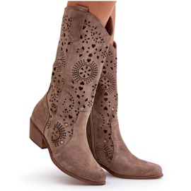 Zazoo 3396 Botas Altas Caladas De Ante Beige Oscuro 9