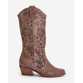 Zazoo 3396 Botas Altas Caladas De Ante Beige Oscuro 2