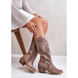 Zazoo 3396 Botas Altas Caladas De Ante Beige Oscuro 1