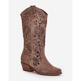 Zazoo 3396 Botas Altas Caladas De Ante Beige Oscuro 3