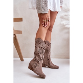 Zazoo 3396 Botas Altas Caladas De Ante Beige Oscuro 4