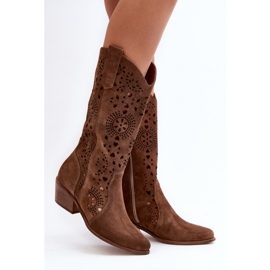 Zazoo 3396 Botas Media Pierna Caladas De Ante Marrón 4