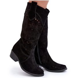 Zazoo 4043 Botas Tacón Calado Ante negro 12