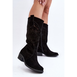 Zazoo 4043 Botas Tacón Calado Ante negro 7