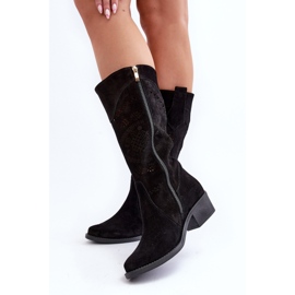 Zazoo 4043 Botas Tacón Calado Ante negro 8