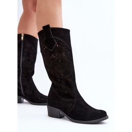 Zazoo 4043 Botas Tacón Calado Ante negro 10