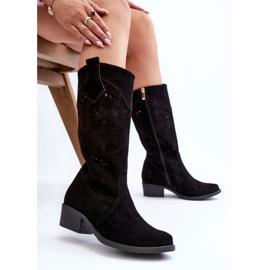 Zazoo 4043 Botas Tacón Calado Ante negro 1