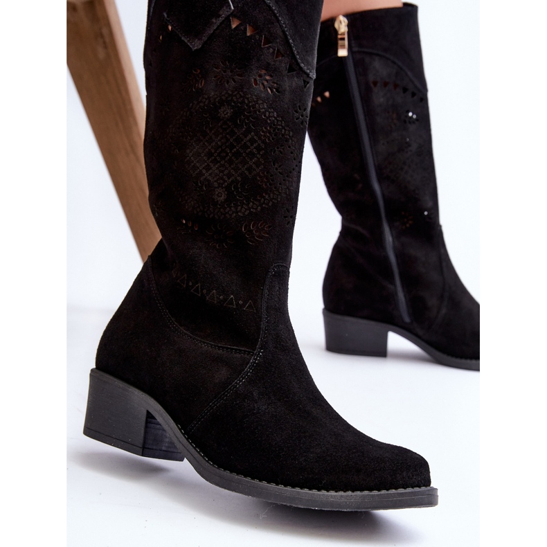 Zazoo 4043 Botas Tacón Calado Ante negro 2 Zazoo 4043 Botas Tacón Calado Ante negro 2