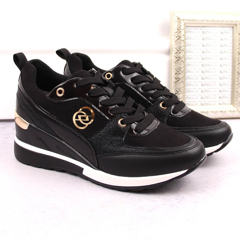 Zapatos cuña mujer negros eVento 21PB35-4001 1