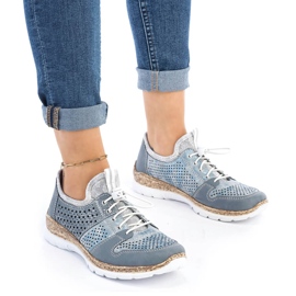 Zapatos mujer calados azul Rieker N4255-12 6