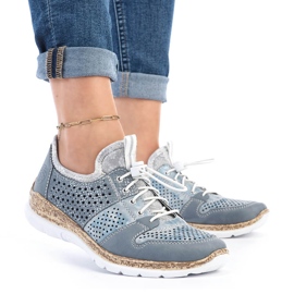 Zapatos mujer calados azul Rieker N4255-12 7
