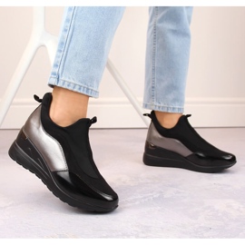 Brogues de mujer en los tacones de cuña eVento negro 6