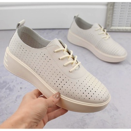Zapatos con cordones mujer piel calada beige Sergio Leone SP018 4