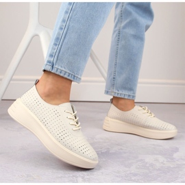 Zapatos con cordones mujer piel calada beige Sergio Leone SP018 2