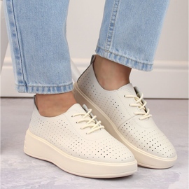 Zapatos con cordones mujer piel calada beige Sergio Leone SP018 3