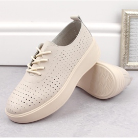 Zapatos con cordones mujer piel calada beige Sergio Leone SP018 6
