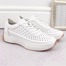 Zapatos mujer piel calada blanco Sergio Leone SP013 5