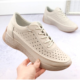 Zapatos mujer piel calada beige Sergio Leone SP013 4