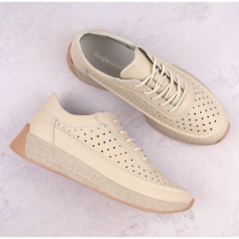 Zapatos mujer piel calada beige Sergio Leone SP013 7